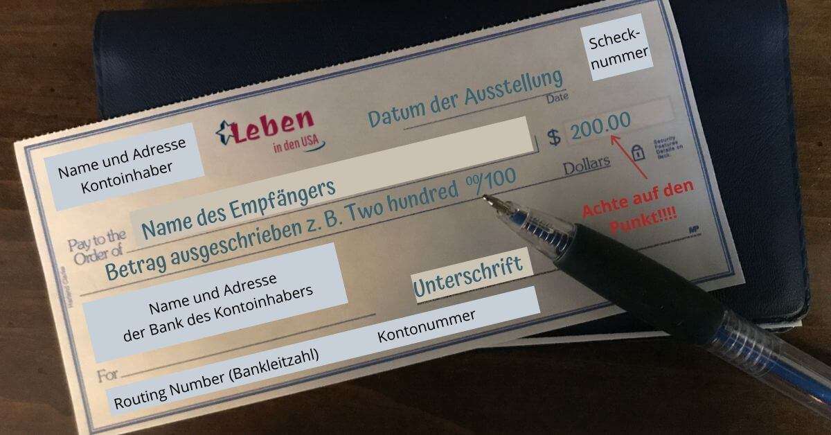 Scheck ausfüllen USA Anleitung